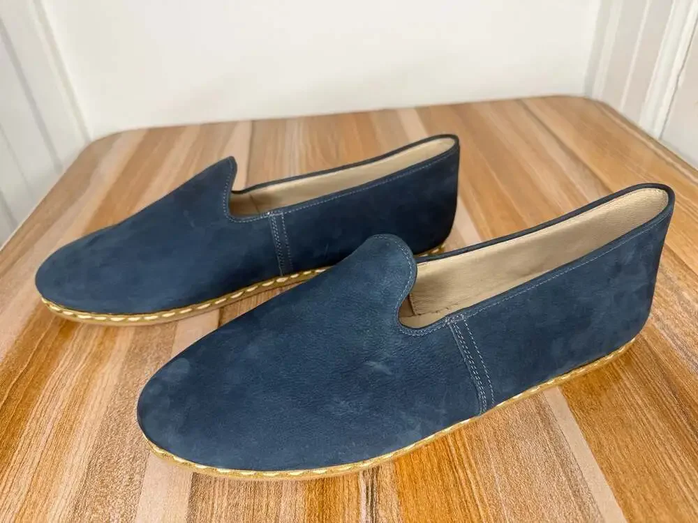 Denels women Blue Suede Slip-On Loafers Size 10